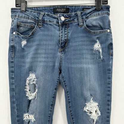 Judy Blue Jeans Womens 7 28 Skinny Blue Stretch Denim Crochet Distressed Grunge