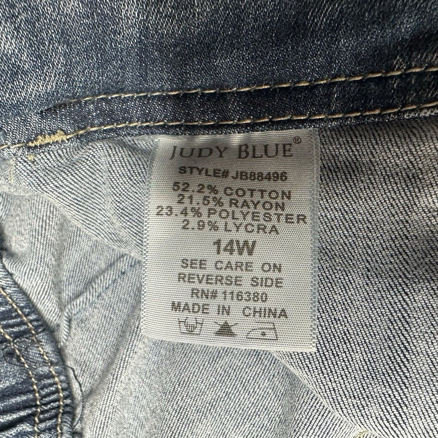 Judy Blue Jeans Womens 14W High Waist Jogger Blue Stretch Denim Elastic Waist