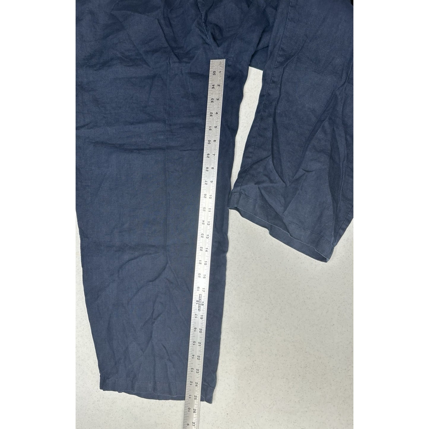 Quince Pants Womens XL Linen Crop Navy Blue Pull On Coastal Beach Lagenlook