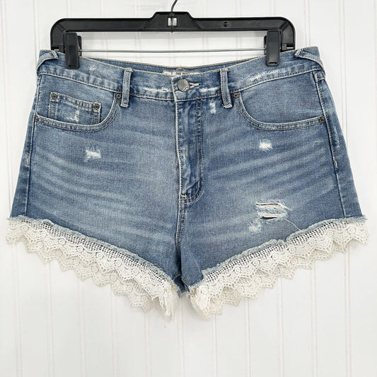 Free People Shorts Womens 29 Crochet High Rise Blue Jean Denim Anthropologie