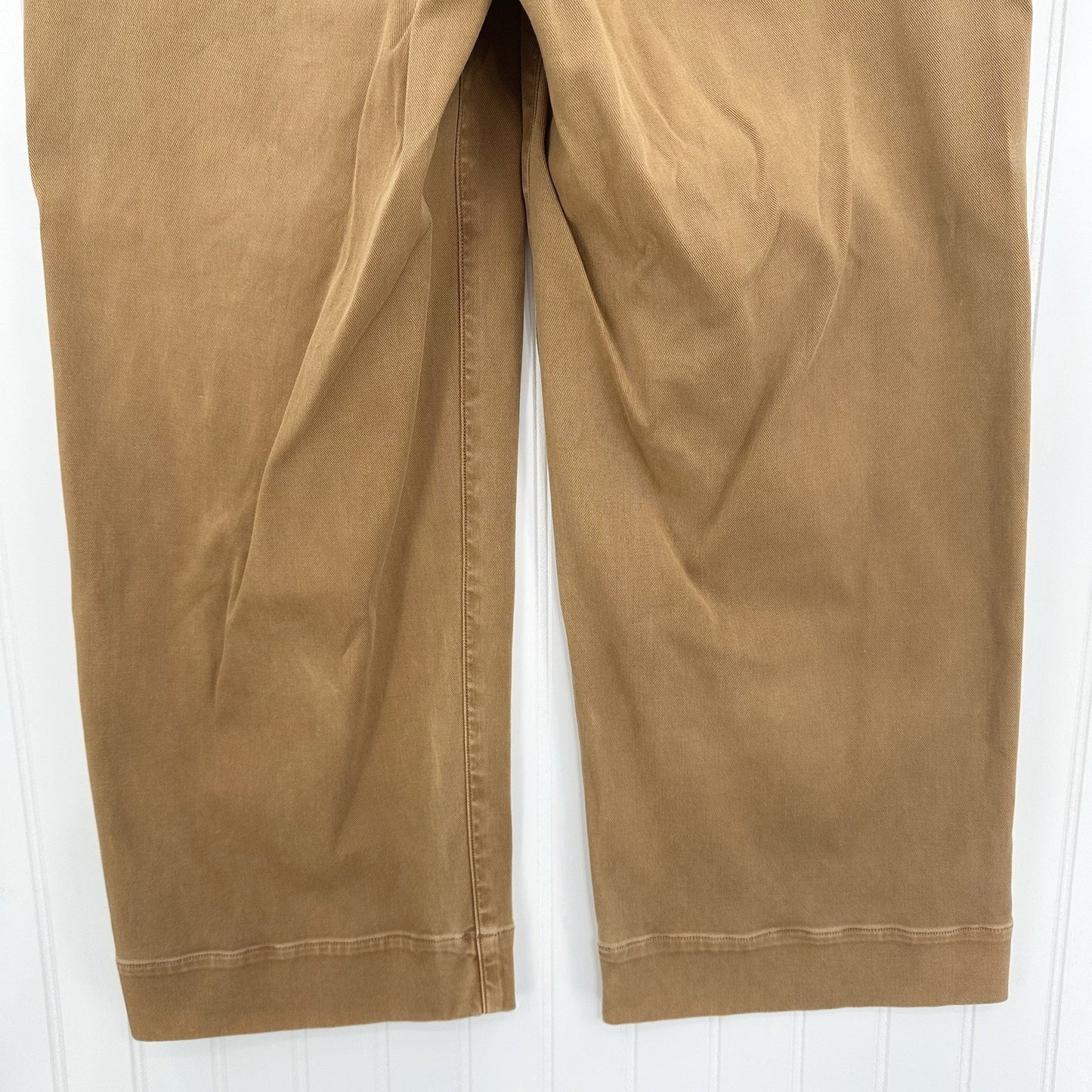 Spanx Pants Womens Large Stretch Twill Cropped Wide Leg High Rise Brown Jeans