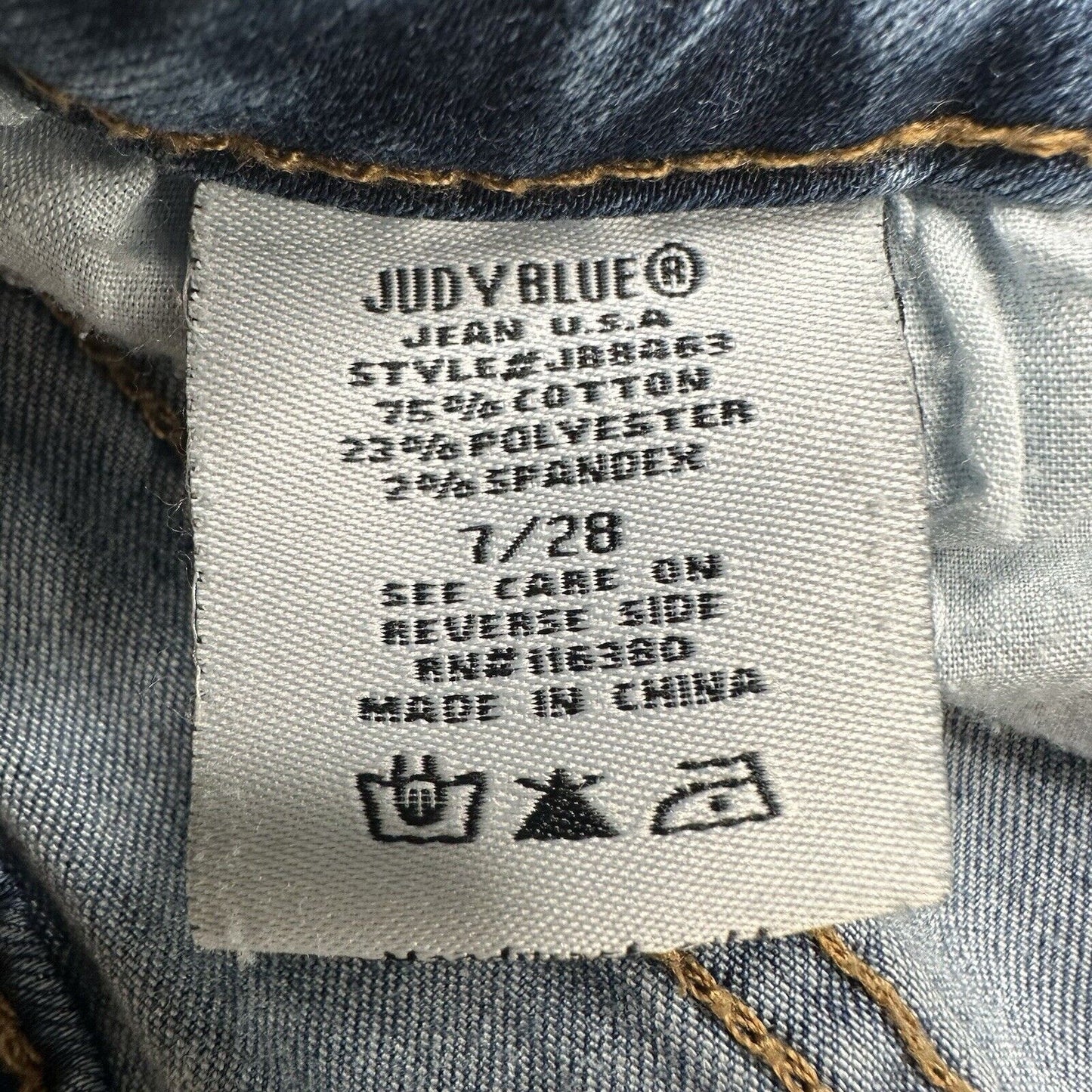 Judy Blue Jeans Womens 7 28 Skinny Blue Stretch Denim Crochet Distressed Grunge