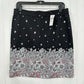 J Jill Skirt Womens 12 Petite Black White Floral Short Pull On Casual Office NEW