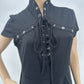 Killstar Dress Womens XL Black Lace Up Front Eyelets Gothic Witch Punk Rave EUC