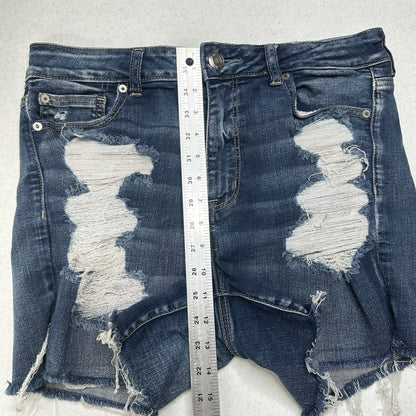 American Eagle Shorts Women 14 Hi Rise Shortie Next Level Blue Jean Denim Grunge