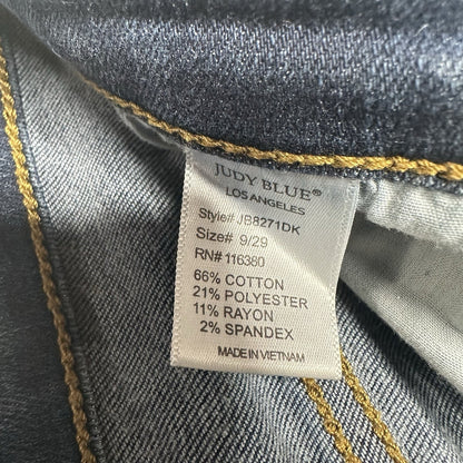 Judy Blue Jeans Womens 9 29 Relaxed Fit Blue Stretch Denim Dark Wash Distressed