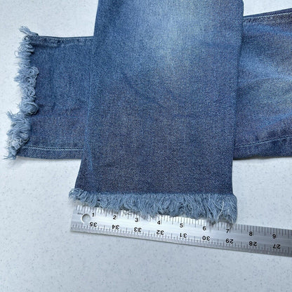 Kancan Jeans Womens 16 Straight Ankle Blue Denim Distressed Fray 90s Grunge