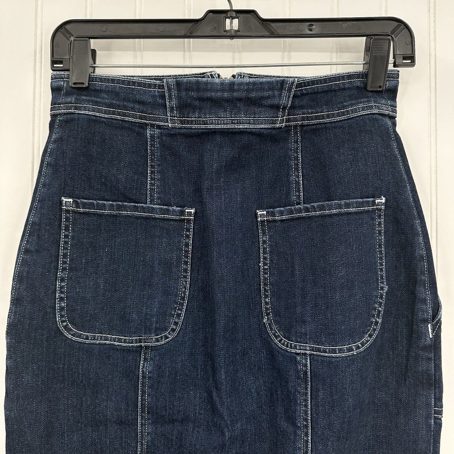 Ramy Brook Skirt Womens 26 Marietta Denim Blue Jean Midi Pencil Zipper Slit EUC