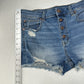 American Eagle Shorts 12 Hi Rise Shortie Stretch Blue Denim Distress Button Fly