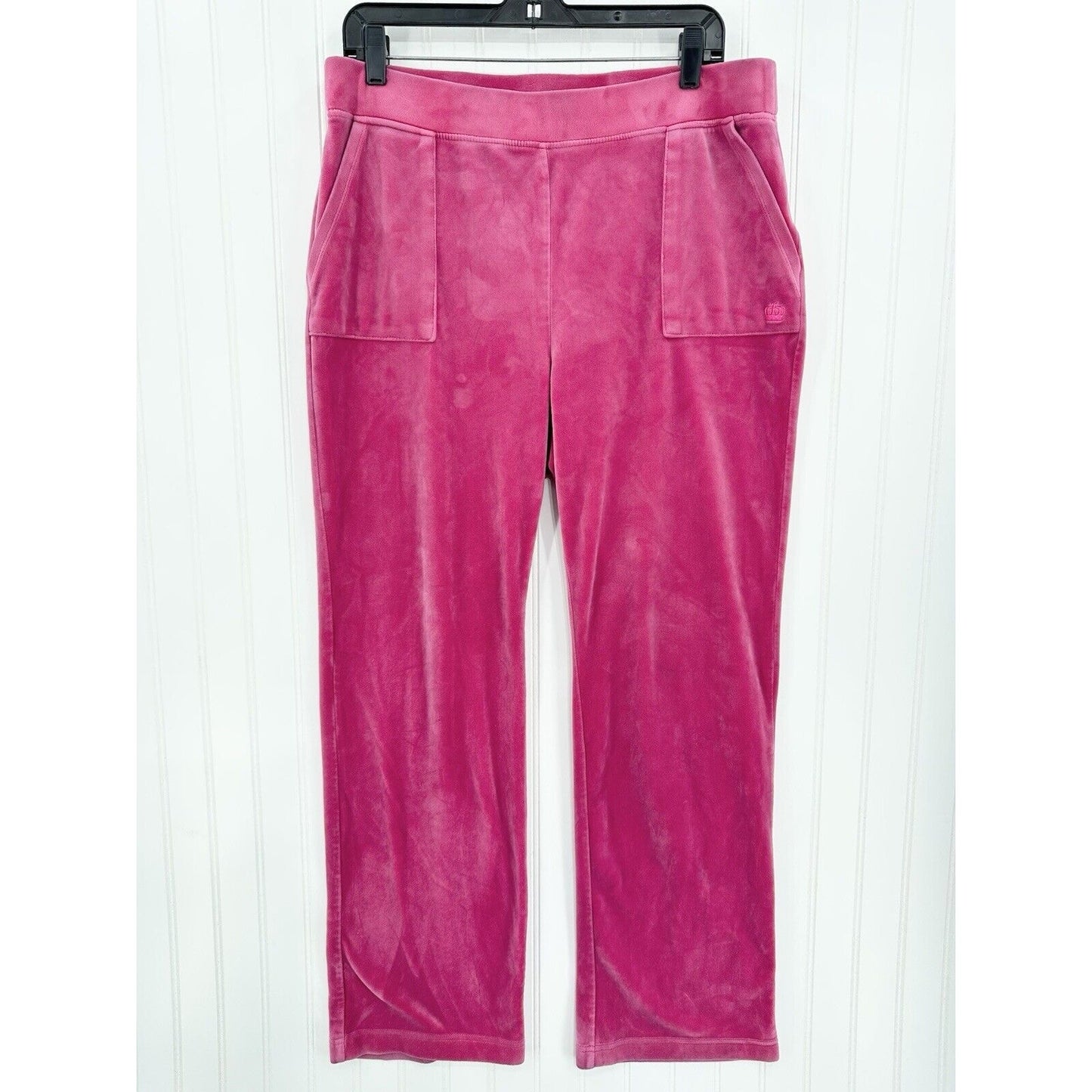 Juicy Couture Velour Pants XL Pink Wide Leg Pull On Lounge Y2K Barbie Girly