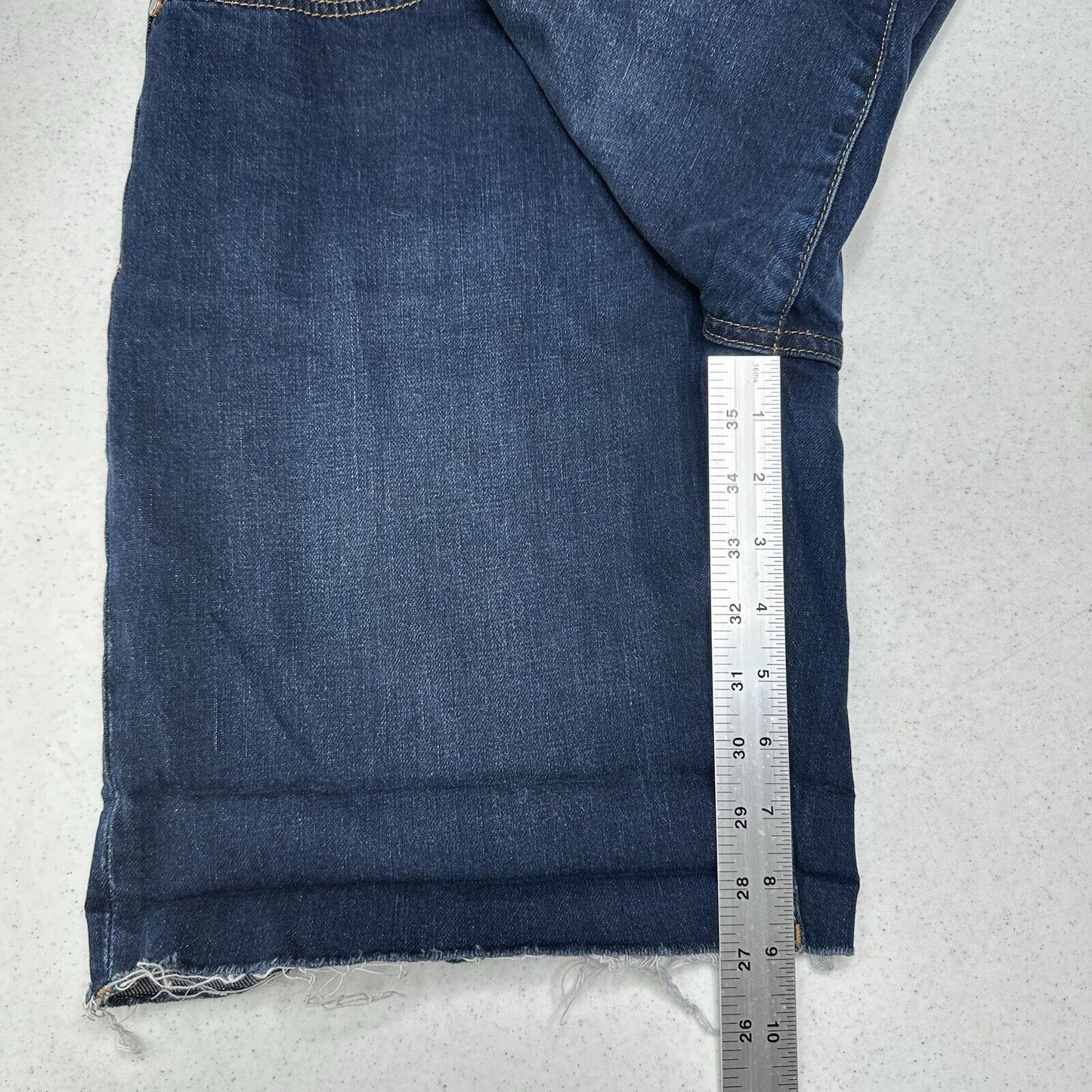 PILCRO Shorts Womens 29 Bermuda High Rise Blue Jean Denim Fray Anthropologie