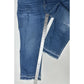 Chicos Jeans 2 US 12 So Slimming Girlfriend Slim Leg Crop Blue Fray Distressed