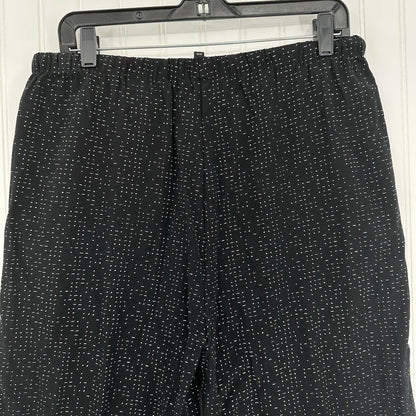 Eileen Fisher Pants Medium Wide Crop Black Polka Dot Pull On Tencel Coastal EUC