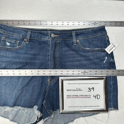 Old Navy Shorts Womens 18 OG Straight High Rise Blue Stretch Denim Jean Fray NEW