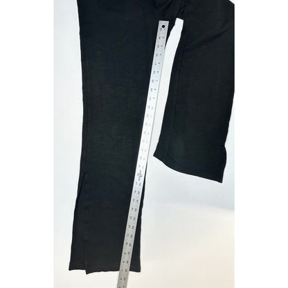 Monrow Pants Womens Small SuperSoft Straight Black Knit Pull On Split Hems Cozy