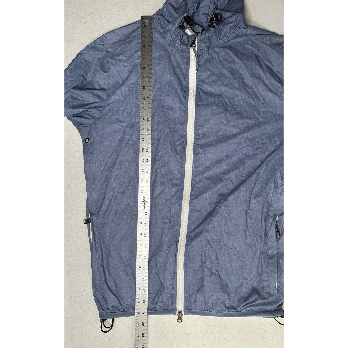 Johnnie O Jacket Mens Medium Dakota Packable Rain Windbreaker Coat Blue *Marks