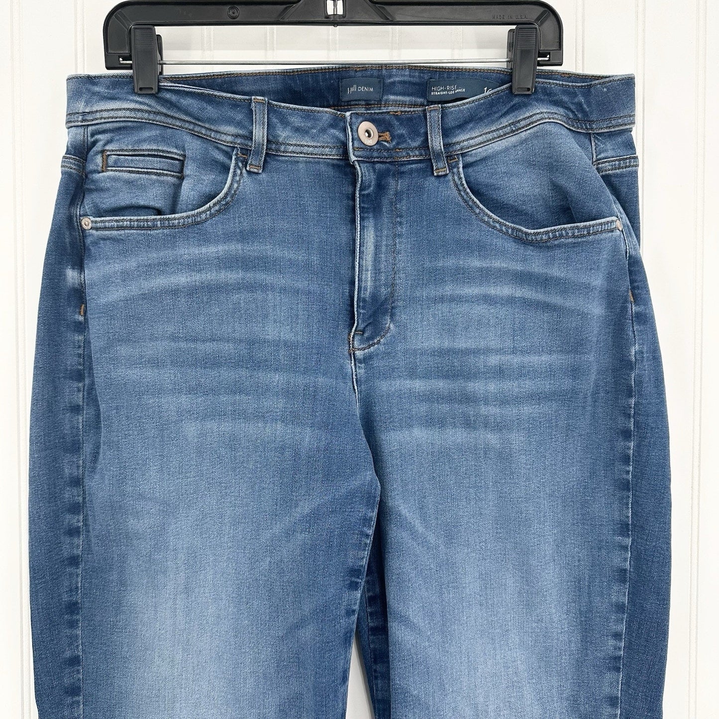 J Jill Jeans Womens 16 High Rise Straight Leg Ankle Blue Stretch Denim Comfort