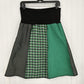 Green 3 Skirt Women Medium Upcycled Vintage Fabric Patchwork Academia Preppy USA