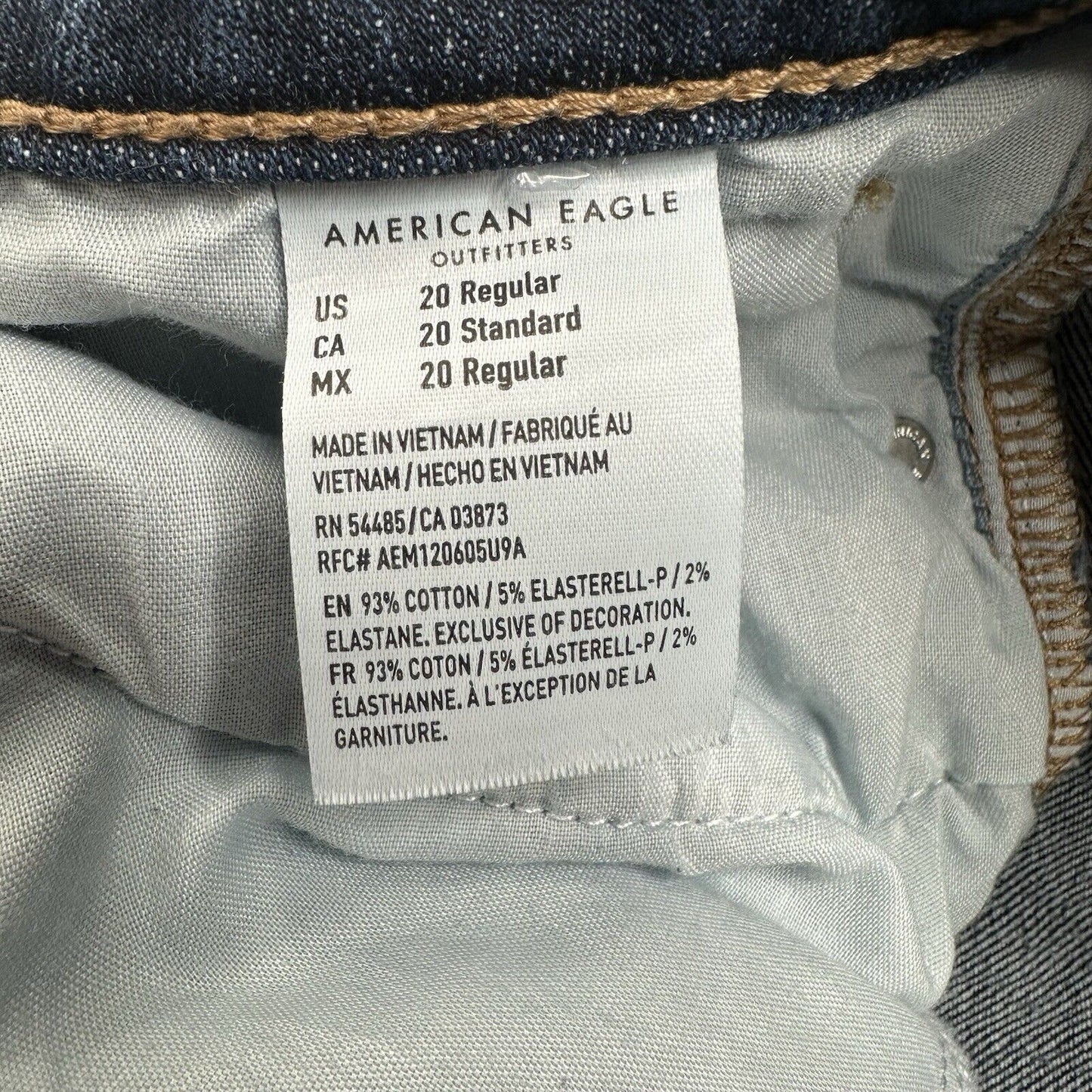 American Eagle Jeans Womens 20 Artist Crop Super Stretch Blue Denim Distress EUC
