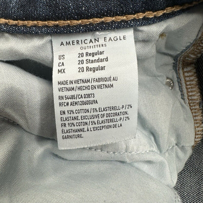 American Eagle Jeans Womens 20 Artist Crop Super Stretch Blue Denim Distress EUC