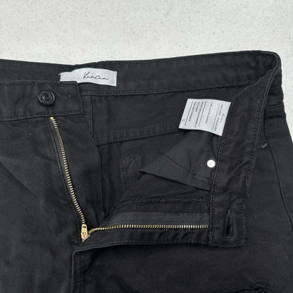 Kancan Shorts Womens Large High Rise Cuffed Black Jean Denim Distress Grunge EUC