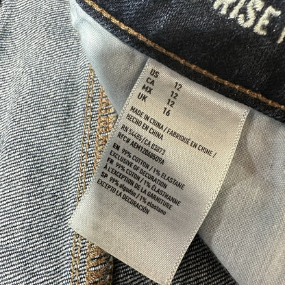 American Eagle Shorts 12 Vintage Hi Rise Festival Shortie Blue Denim Fringe Fray