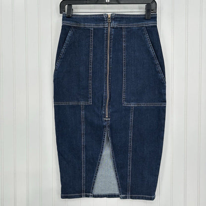 Ramy Brook Skirt Womens 26 Marietta Denim Blue Jean Midi Pencil Zipper Slit EUC