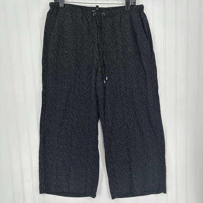 Eileen Fisher Pants Medium Wide Crop Black Polka Dot Pull On Tencel Coastal EUC