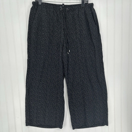 Eileen Fisher Pants Medium Wide Crop Black Polka Dot Pull On Tencel Coastal EUC