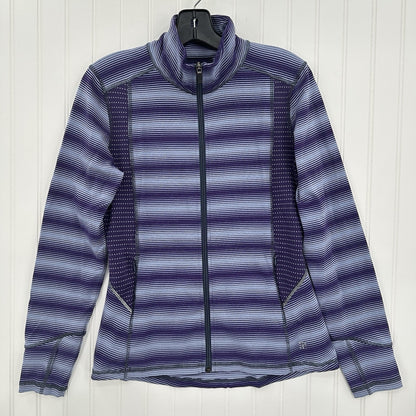 Title Nine Sweater Womens Small Full Zip Top Purple Stripes Jacket Thumbholes