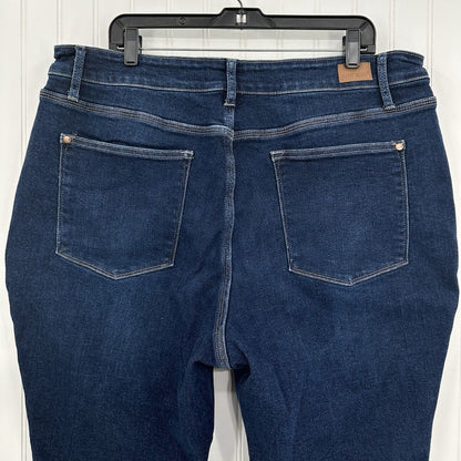 Judy Blue Jeans Womens 22W Cropped Straight Blue Denim Dark Fray Split Hem EUC