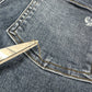 Spanx Jeans Women Medium Ankle Skinny Blue Pull On Stretch Denim Distressed Fray