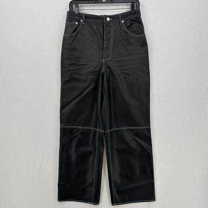 We The Free People Pants Womens 8 It Factor Vegan Leather Black Wide Leg Hi Rise