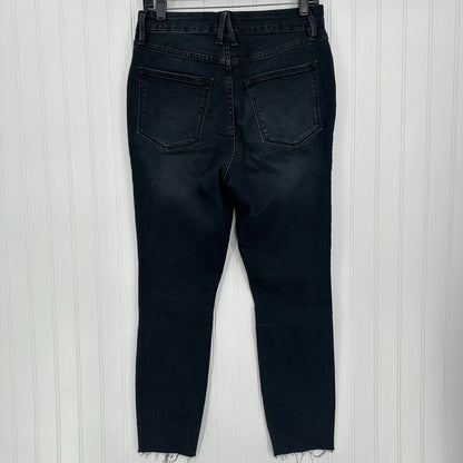 Good American Jeans Women 10 30 Good Waist Crop Skinny Ankle Blue Denim Fray EUC