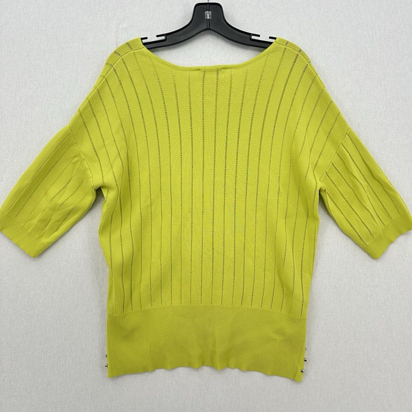 Joseph Ribkoff Top Womens Medium Neon Green Yellow Studded Travel OldMoney EUC