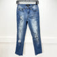 Judy Blue Jeans Womens 1/25 Skinny Crop Stretch Blue Denim Distressed Fray