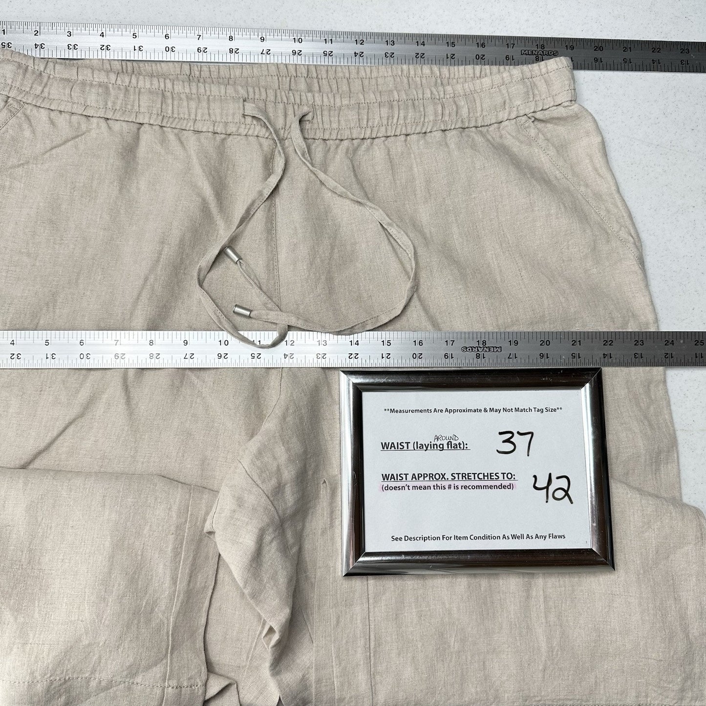 Tommy Bahama Pants Womens XL Linen Two Palms Easy Wide Leg Beige Lagenlook EUC