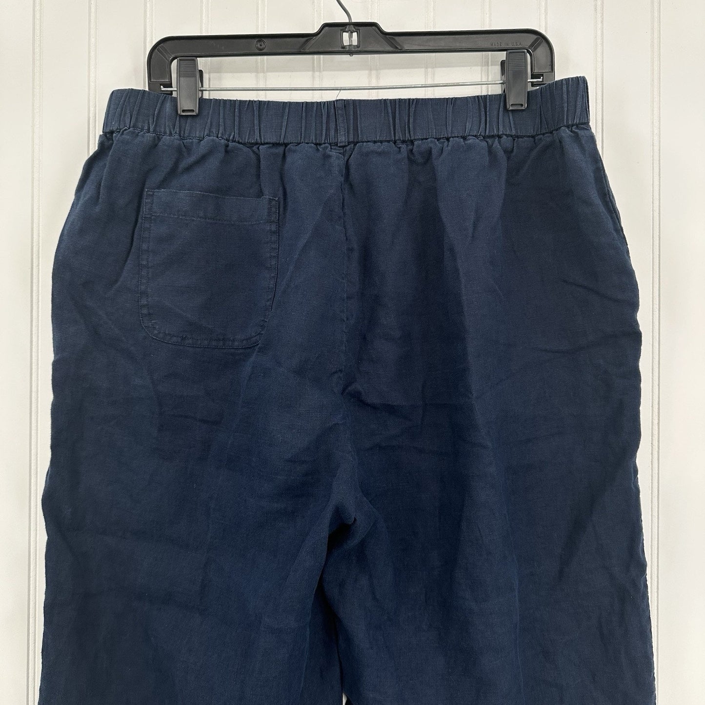 Quince Pants Womens XL Linen Crop Navy Blue Pull On Coastal Beach Lagenlook