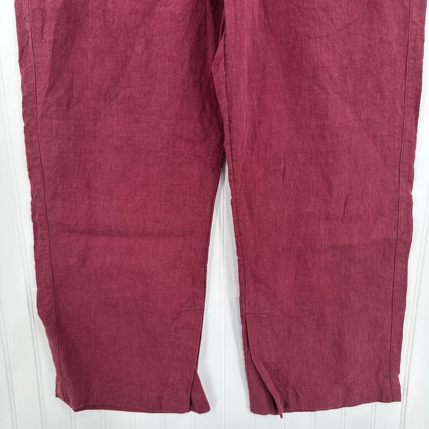 Athleta Pants Womens 6P Retreat Linen Wide Leg Maroon Coastal Beach Lagenlook