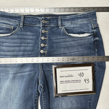 Judy Blue Jeans Womens 22W Skinny High Rise Blue Stretch Denim Button Fly