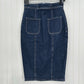 Ramy Brook Skirt Womens 26 Marietta Denim Blue Jean Midi Pencil Zipper Slit EUC