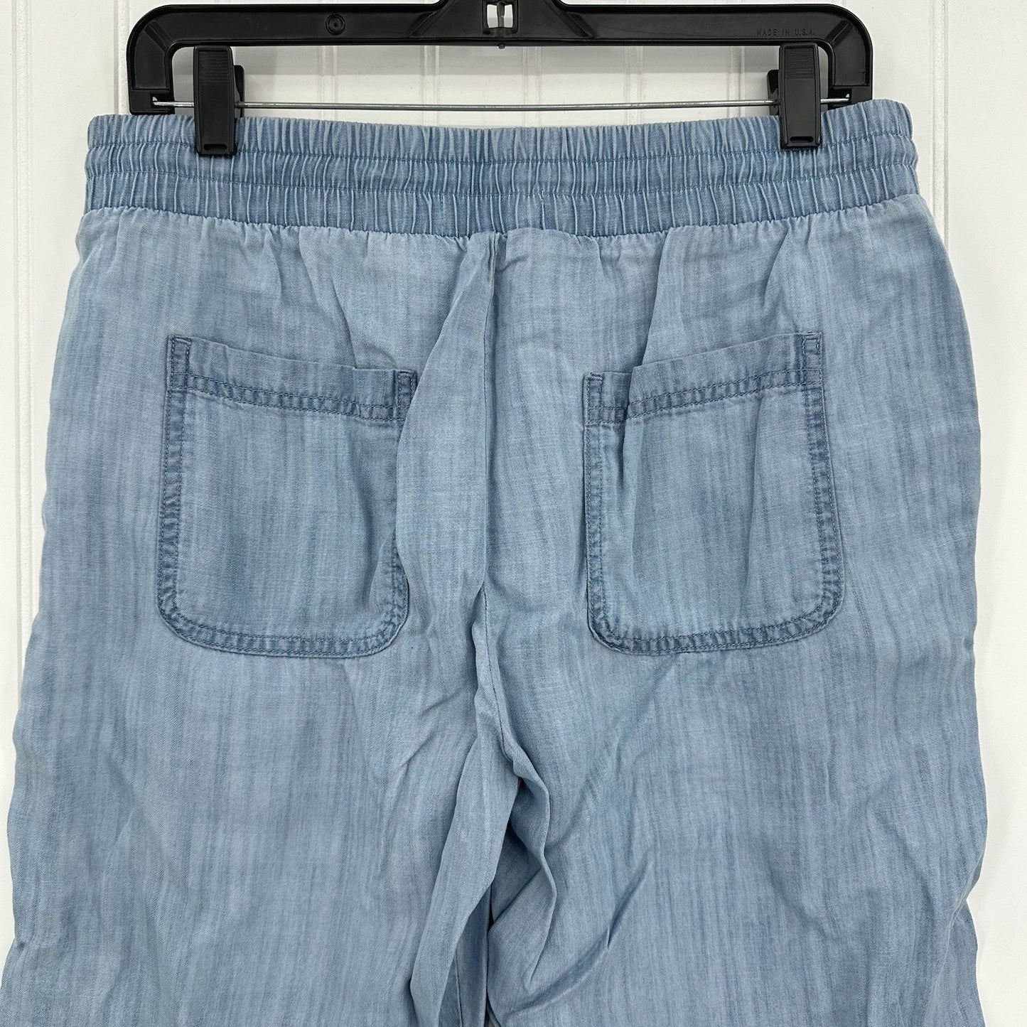 Cloth Stone Pants Medium Chambray Lyocell Tencel Ankle Crop Blue Roll Up Coastal