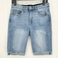 Lularoe Shorts 30 US 10 12 Skinny Bermuda Cuffed Blue Denim Tummy Panel Distress