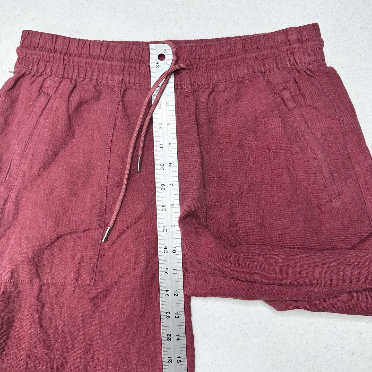 Athleta Pants Womens 6P Retreat Linen Wide Leg Maroon Coastal Beach Lagenlook
