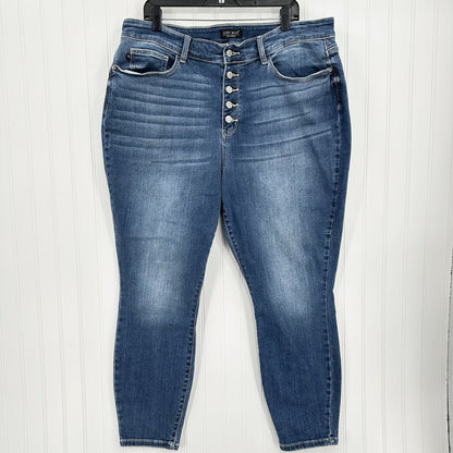 Judy Blue Jeans Womens 22W Skinny High Rise Blue Stretch Denim Button Fly