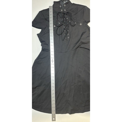 Killstar Dress Womens XL Black Lace Up Front Eyelets Gothic Witch Punk Rave EUC