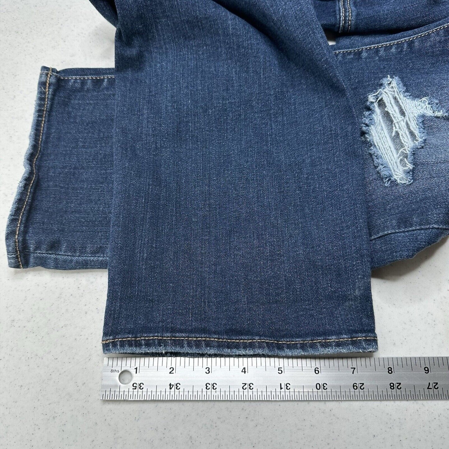 American Eagle Jeans Womens 20 Artist Crop Super Stretch Blue Denim Distress EUC