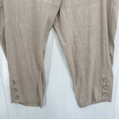 J Jill Pants Women XL Linen Blend Beige Tapered Ankle Coastal Beach Minimal NEW