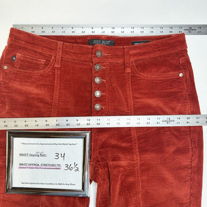 Judy Blue Jeans Womens 15 32 Corduroy Ankle Straight Rust Red Orange Preppy EUC