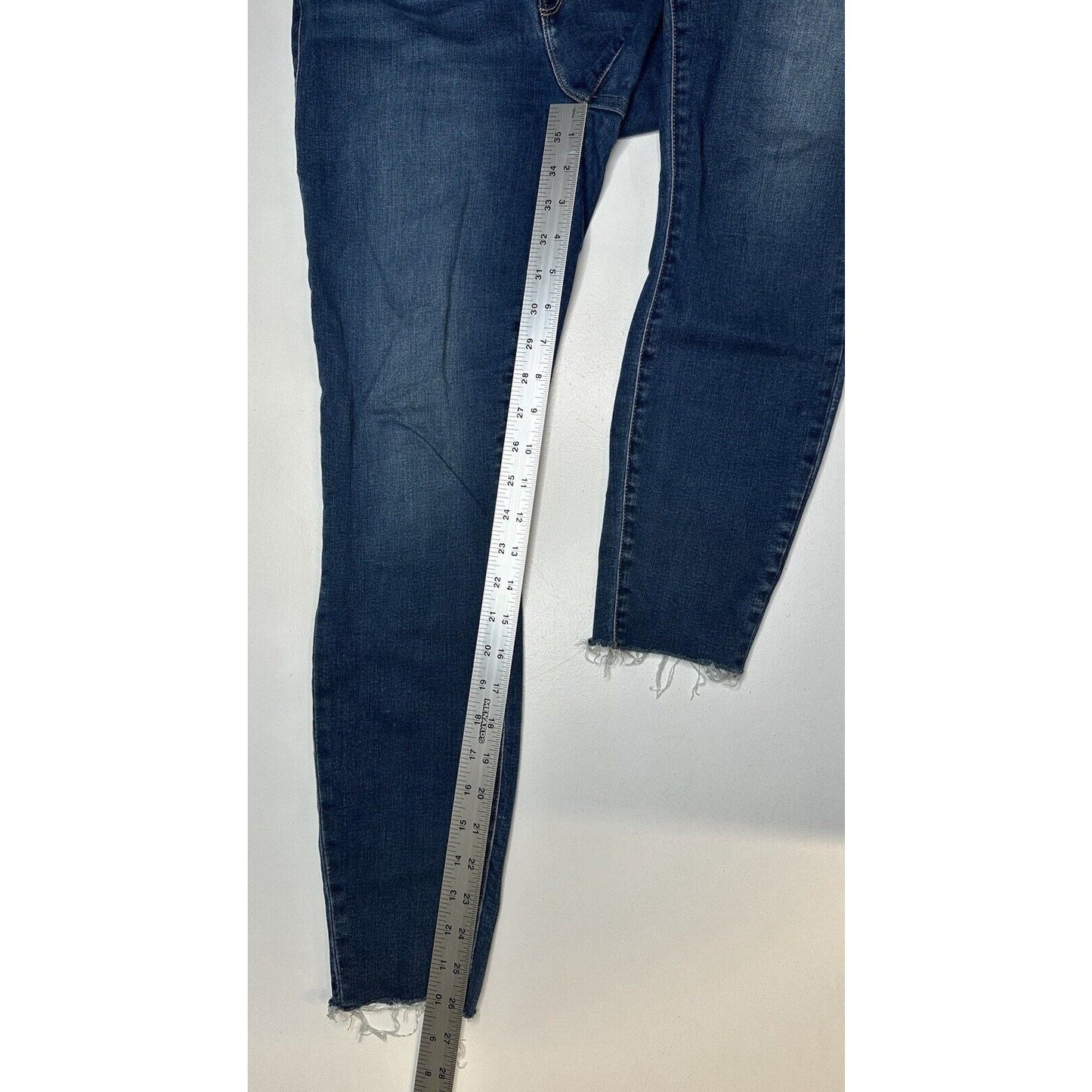 Good American Jeans Womens 8 29 Good Waist Crop Skinny Ankle Blue Denim Fray